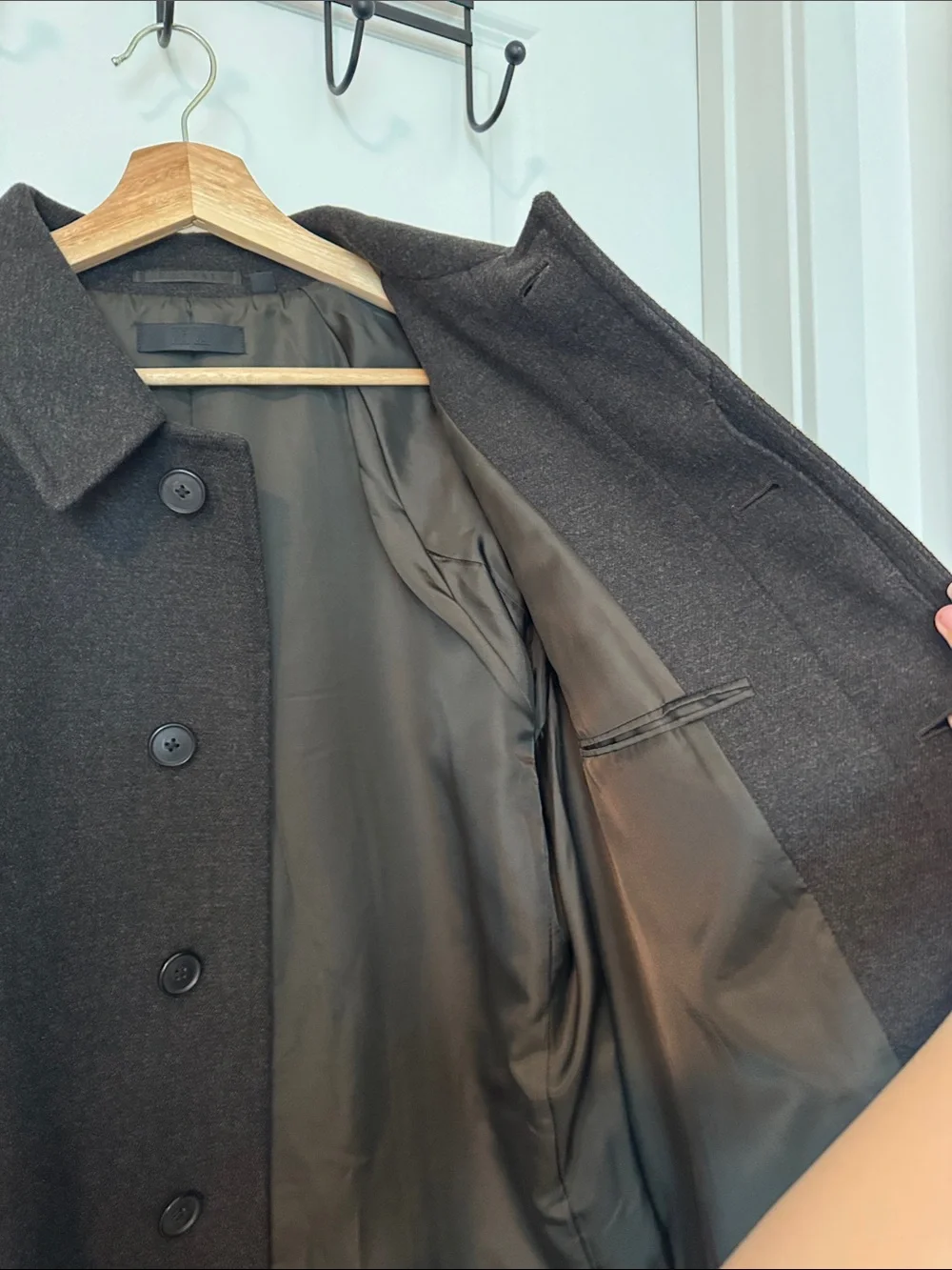 UNIQLO Balmacaan Coat Dark Brown Men's Overcoat Size Medium